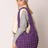 Cora Large Quilted Puffer Tote Bag: Olive - Pages & Parcels