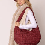 Cora Large Quilted Puffer Tote Bag: Olive - Pages & Parcels