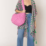 Cora Large Quilted Puffer Tote Bag: Olive - Pages & Parcels