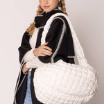Cora Large Quilted Puffer Tote Bag: Olive - Pages & Parcels
