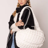 Cora Large Quilted Puffer Tote Bag: Olive - Pages & Parcels