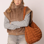 Cora Large Quilted Puffer Tote Bag: Olive - Pages & Parcels