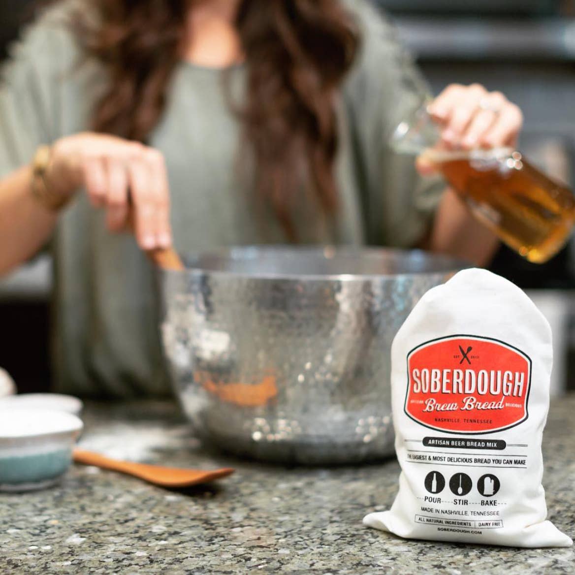 Package of Soberdough Cornbread and Ale beer bread mix