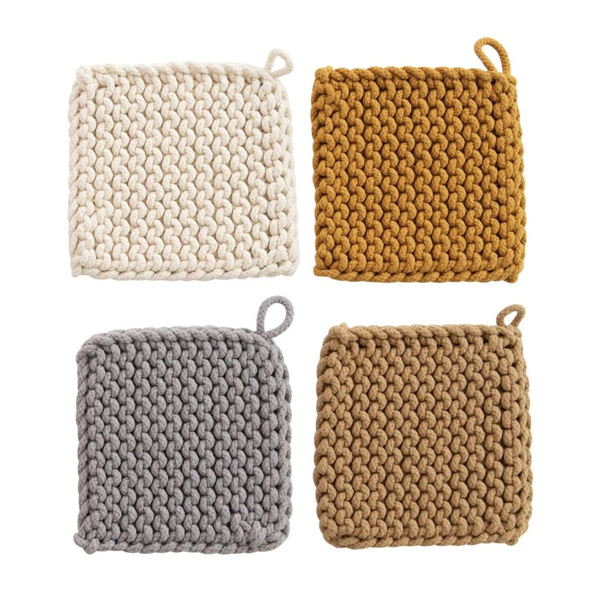 Cotton Crocheted Potholder, 4 Colors - Pages & Parcels