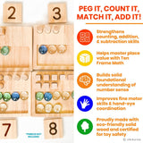 Counting Pegs Math Toy Set & Ten Frame Addition Flashcards - Pages & Parcels
