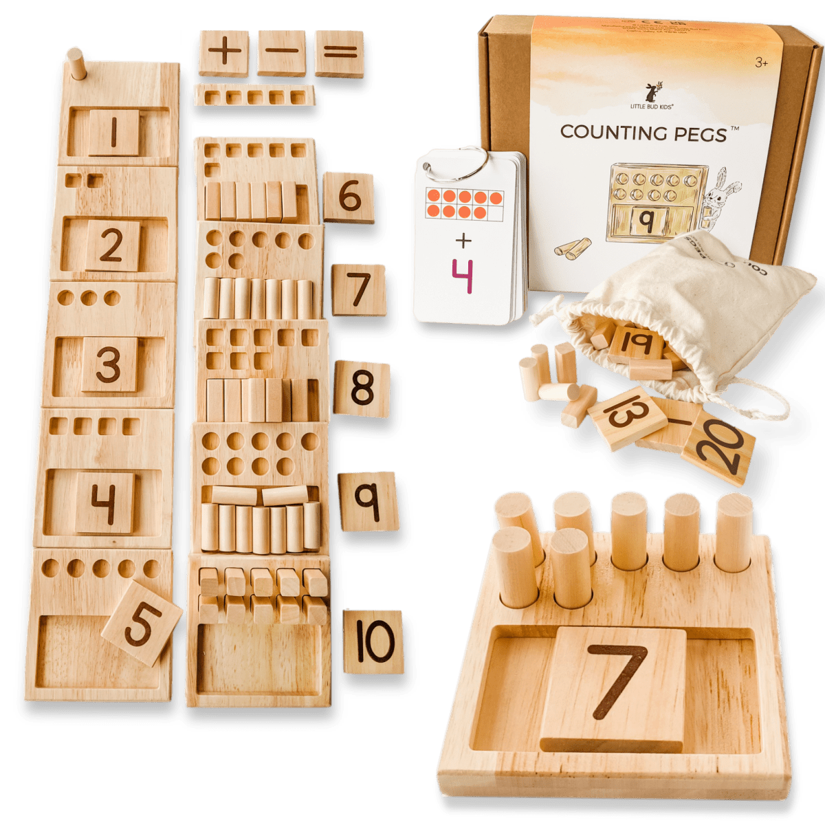 Counting Pegs Math Toy Set & Ten Frame Addition Flashcards - Pages & Parcels