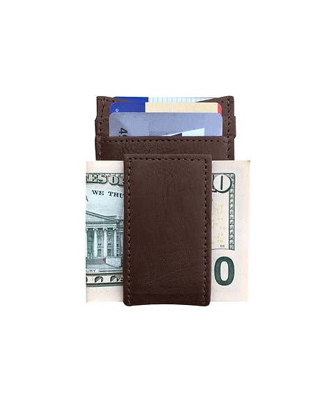 Cowhide leather magnetic money clip: Brown - Pages & Parcels