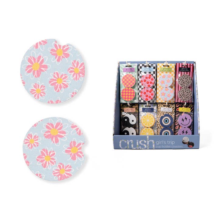 A set of Crush Girl's Trip cup holder coasters