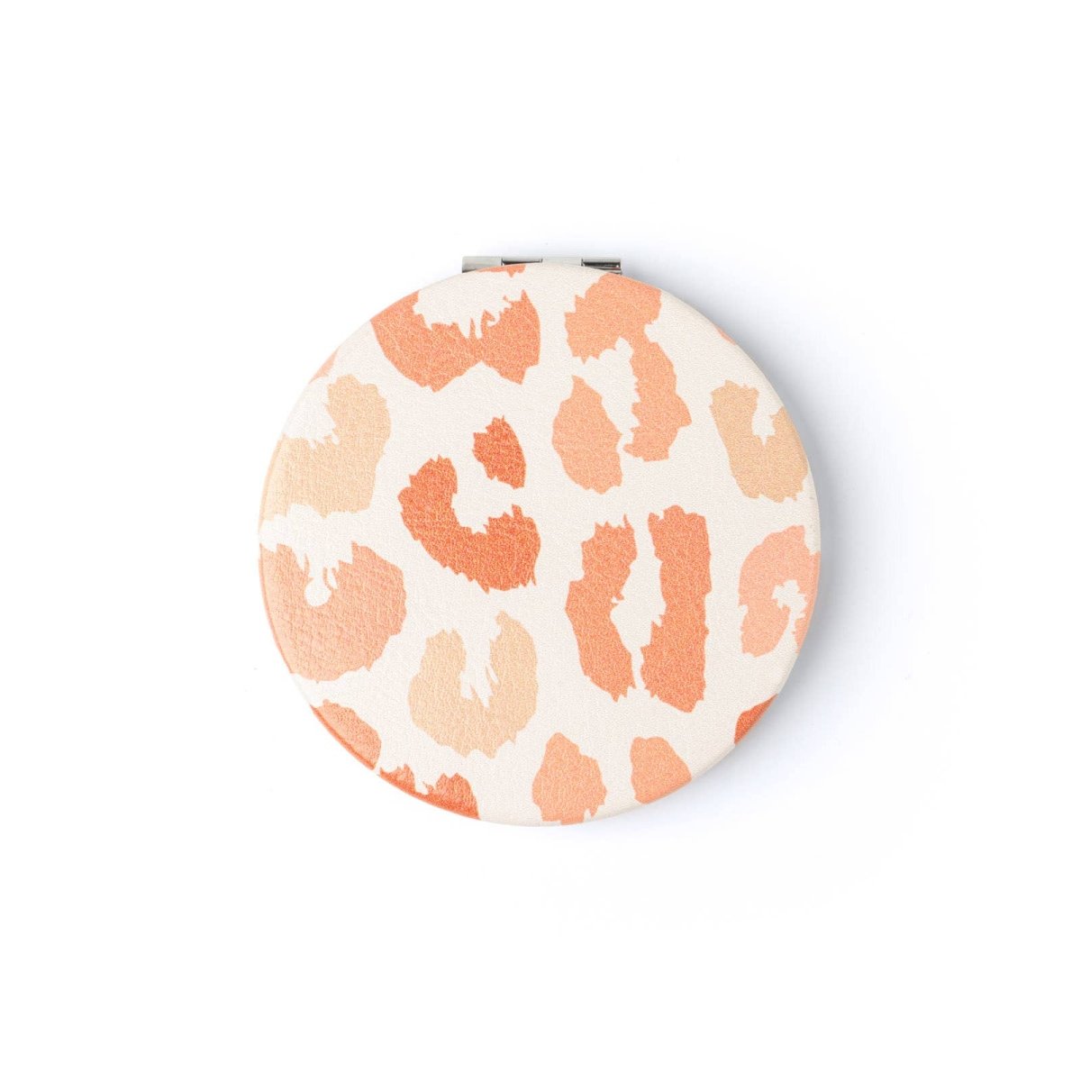 A round Crush I Feel Seen compact mirror with printed design
