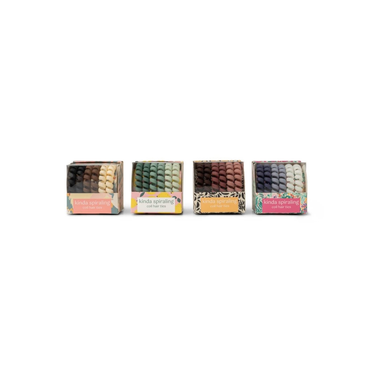 A set of colorful Crush Kinda Spiraling coil hair ties
