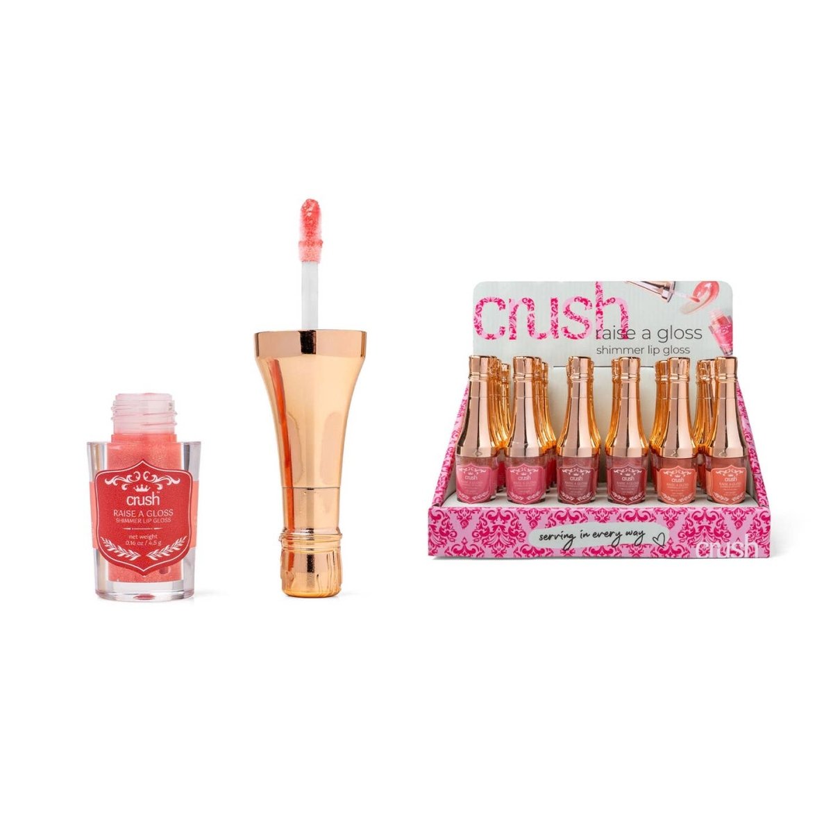 A tube of Crush Raise A Gloss shimmer lip gloss