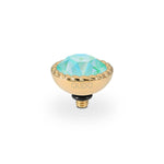 Crystal ring topper in a polished stainless steel setting