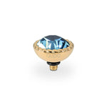 Crystal ring topper in a polished stainless steel setting