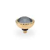 Crystal ring topper in a polished stainless steel setting