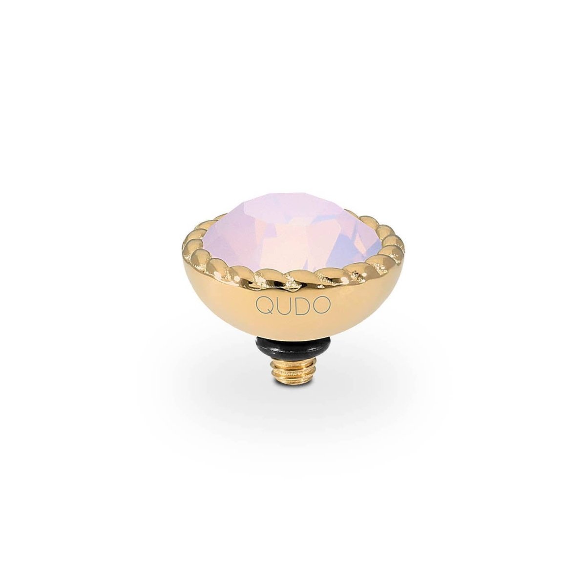 Crystal ring topper in a polished stainless steel setting