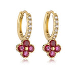 Dainty Clover Crystal Huggie Hoop Earrings - Pages & Parcels