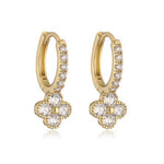 Dainty Clover Crystal Huggie Hoop Earrings - Pages & Parcels