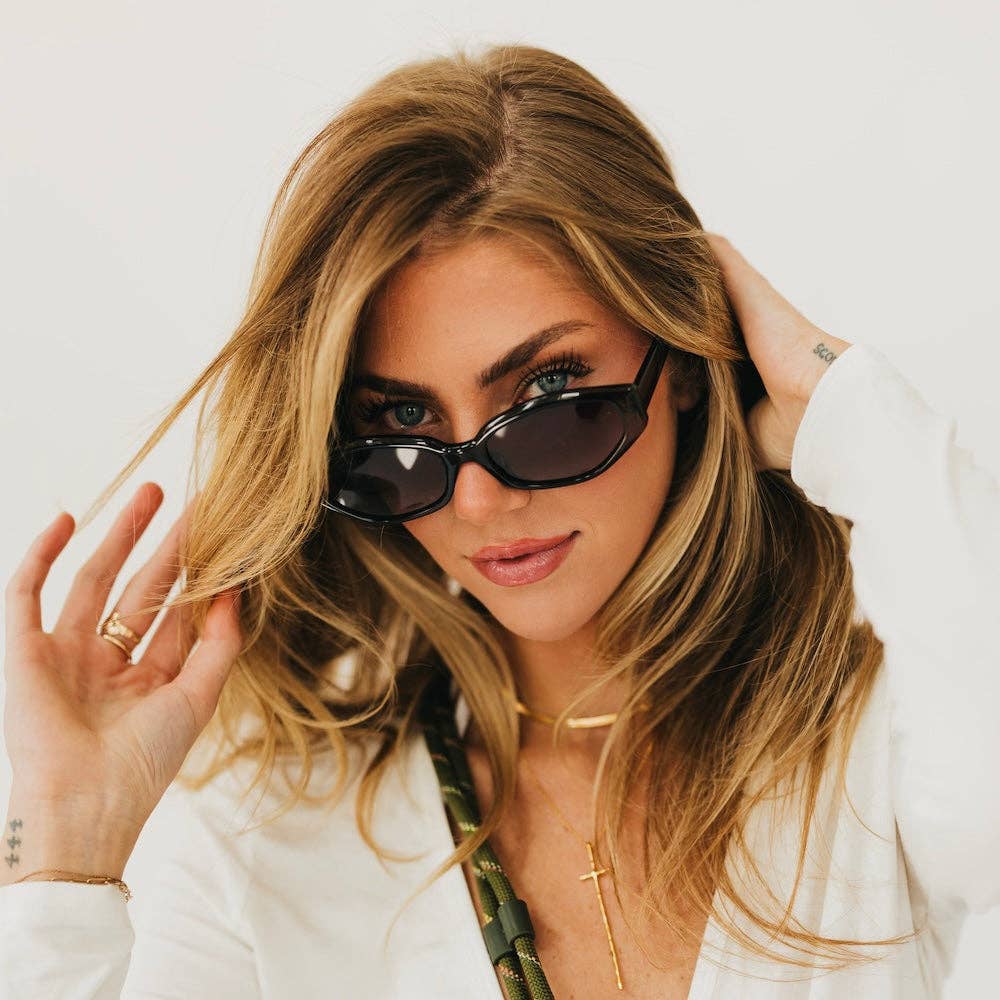 Black cat eye sunglasses with a classic silhouette