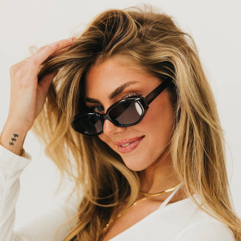 Black cat eye sunglasses with a classic silhouette