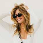 Black cat eye sunglasses with a classic silhouette