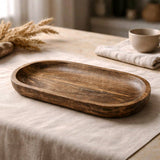 Dark Wood Oval Tray 18x8x1in - Pages & Parcels