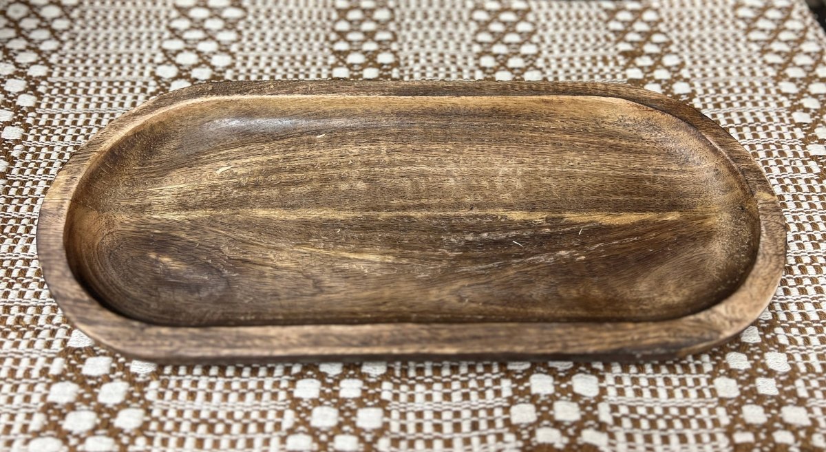 Dark Wood Oval Tray 18x8x1in - Pages & Parcels