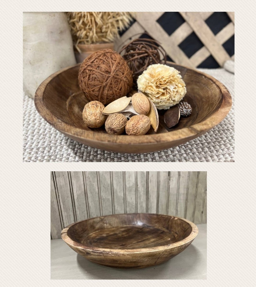 Dark Wooden Bowl 12x12x2.5in - Pages & Parcels
