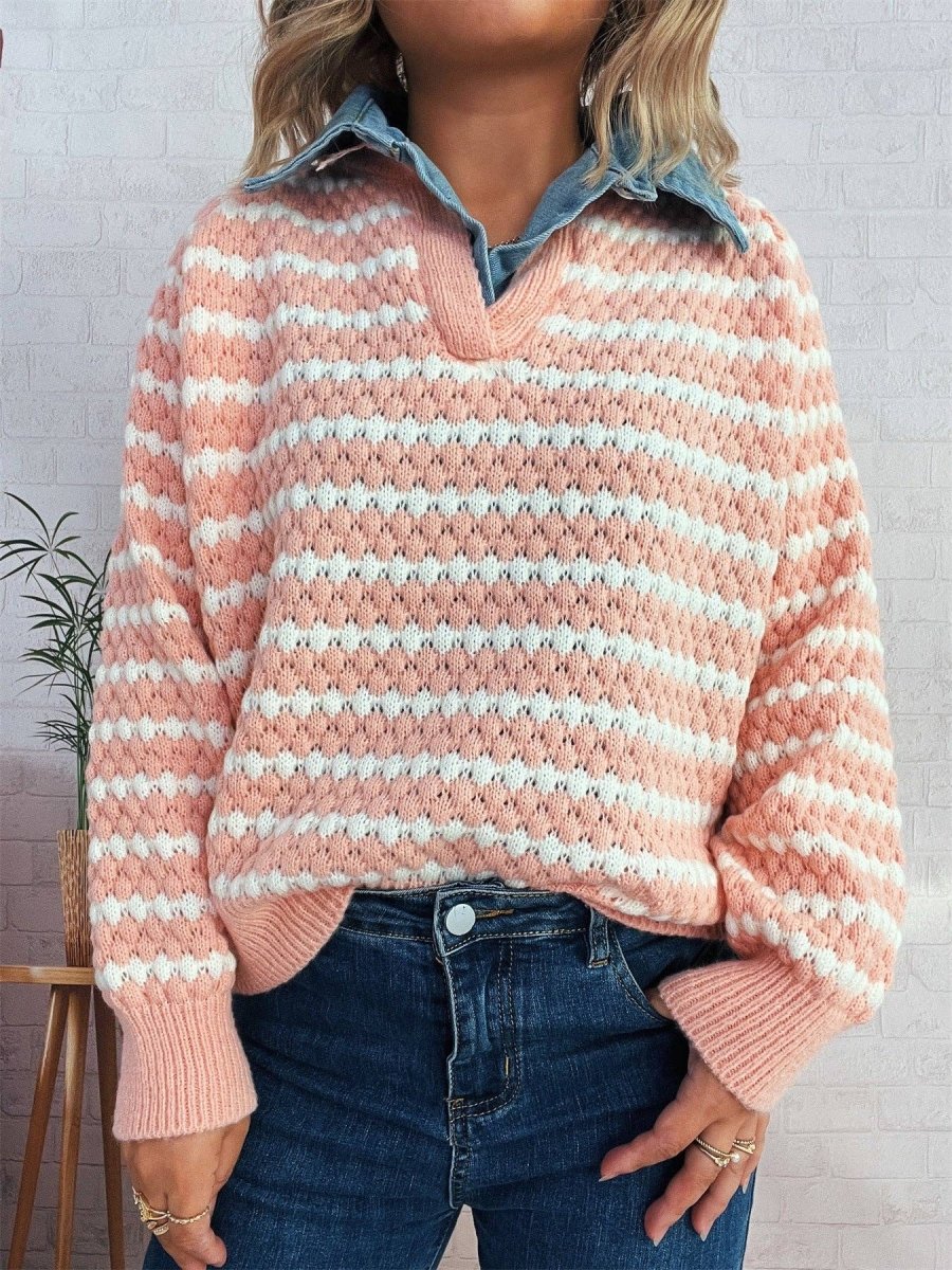 Denim False V Sweater Mid Heavy Options N5A215 - Pages & Parcels