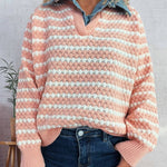 Denim False V Sweater Mid Heavy Options N5A215 - Pages & Parcels