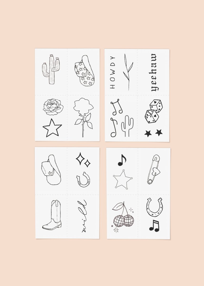 Disco Cowgirl Temporary Tattoo Pack - Pages & Parcels
