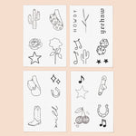 Disco Cowgirl Temporary Tattoo Pack - Pages & Parcels