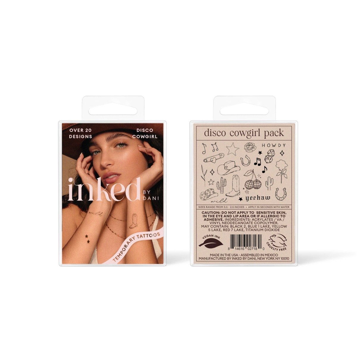 Disco Cowgirl Temporary Tattoo Pack - Pages & Parcels