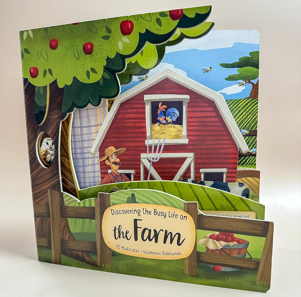 Discovering the Busy Life on the Farm (Happy Fox Books) Board Book Teaches Kids Ages 3-6 About Farming Life, Exploring with Each Page, plus Educational Facts and Vocabulary Words (Peek Inside) cover image