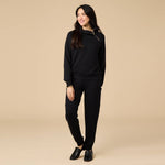 Zip mock neck top and matching pants in a soft heathered fabric