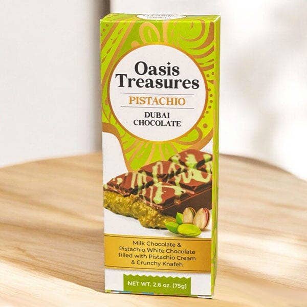 Dubai Chocolate Bar Pistachio by Oasis Treasures 2.6oz - Pages & Parcels