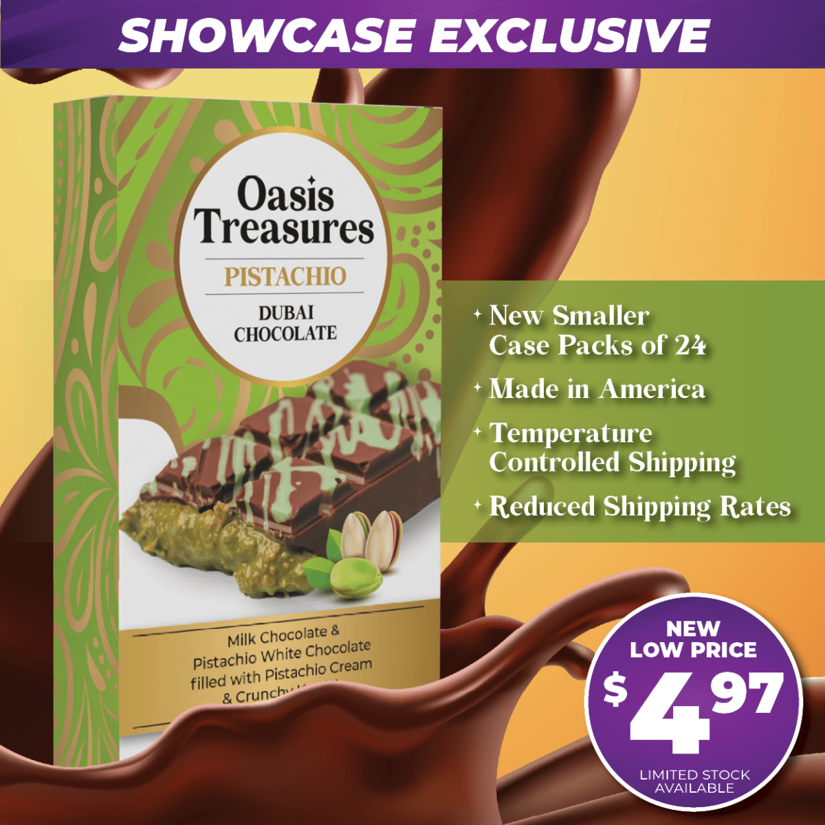 Dubai Chocolate Bar Pistachio by Oasis Treasures 2.6oz - Pages & Parcels