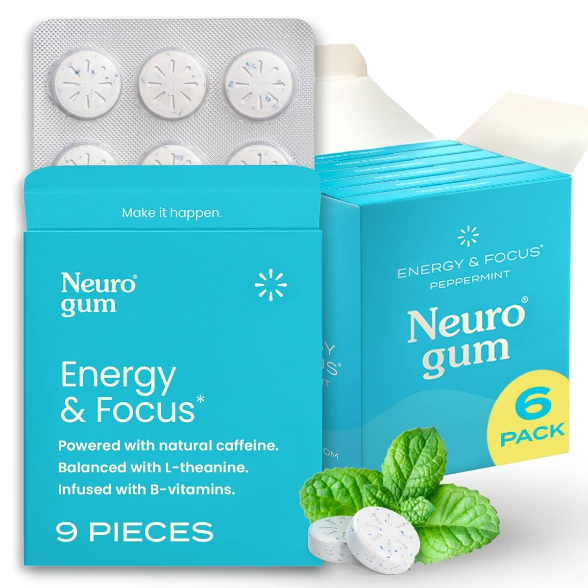 Energy and Focus Gum | Peppermint - Pages & Parcels