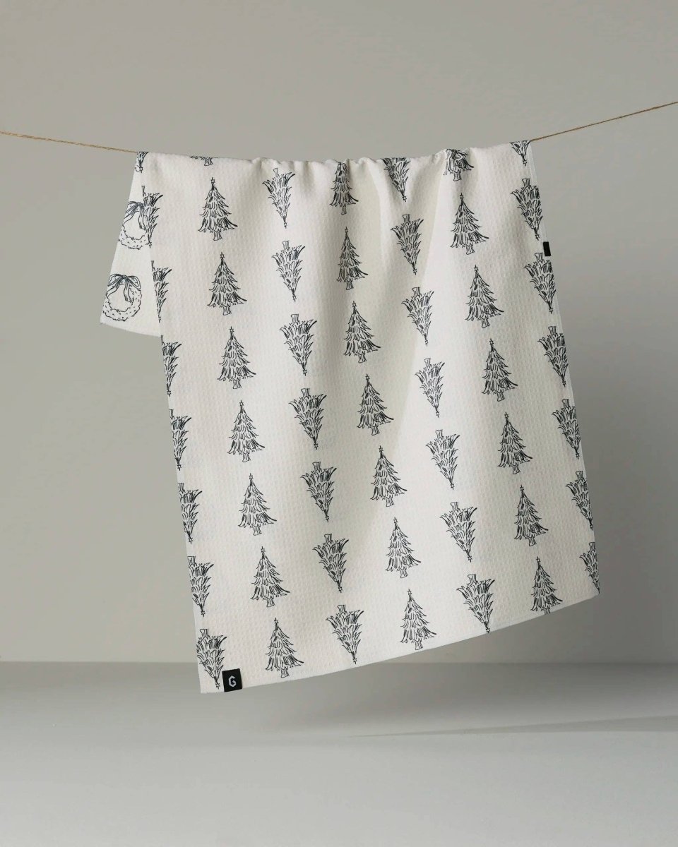 Evergreen Sketches Luxe Kitchen Towel - Holiday 2026 - Pages & Parcels