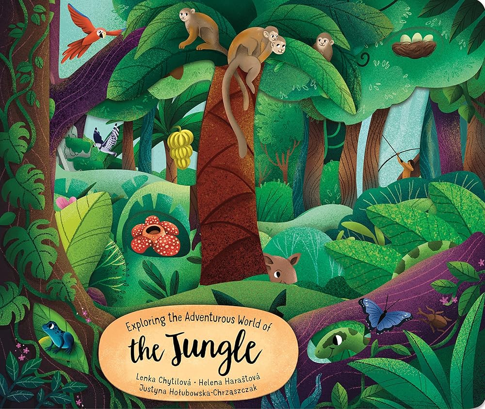 Exploring the Adventurous World of the Jungle (Happy Fox Books) Board Book for Kids Ages 3-6 - Delves Deeper into the Trees and Vines with Every Page, with Fun Facts and Vocabulary Words cover image