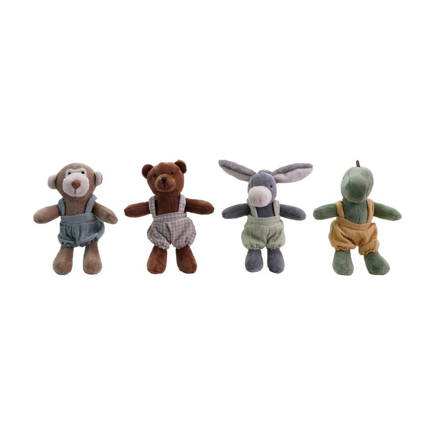 Fabric & Cotton Animals in Overalls, 4 Styles - Pages & Parcels