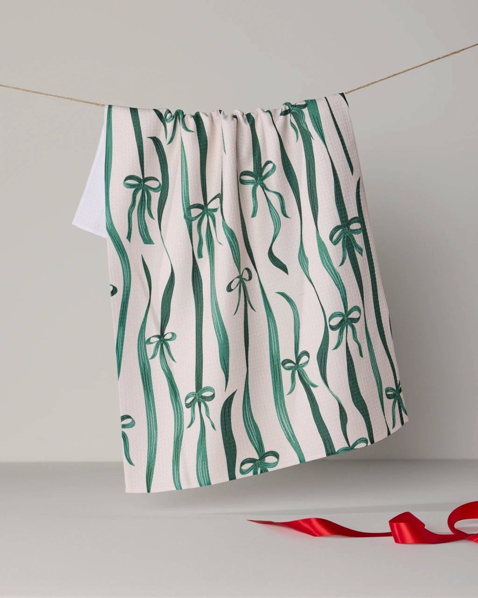 Falling Ribbon Tea Towel - Holiday 2026 - Pages & Parcels