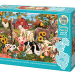 Cobble Hill puzzle box with farm animals and a barn on the cover