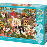 Cobble Hill puzzle box with farm animals and a barn on the cover