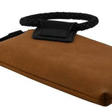 Faux Suede Cuff Handle Tassel Wristlet/Clutch: Black Brown - Pages & Parcels