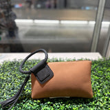 Faux Suede Cuff Handle Tassel Wristlet/Clutch: Black Brown - Pages & Parcels