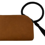 Faux Suede Cuff Handle Tassel Wristlet/Clutch: Black Brown - Pages & Parcels