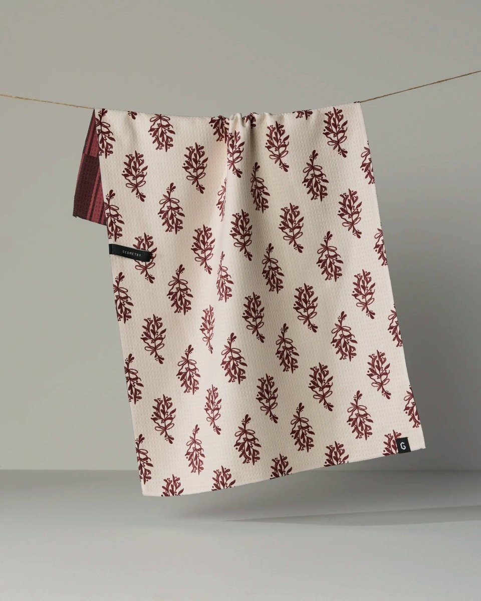 Festive Cranberry Luxe Kitchen Towel - Holiday 2026 - Pages & Parcels