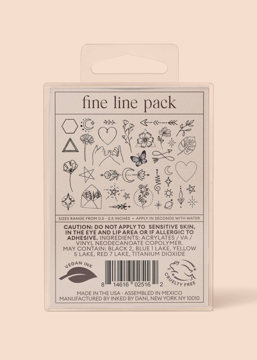 Fine Line Temporary Tattoo Pack - Pages & Parcels