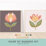 Flowers Paint by Number Kit + Easel for Kids | Breathe People - Pages & Parcels