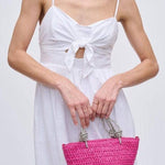 Gaia Mini Straw Tote With Rhinestone Handle - Pages & Parcels